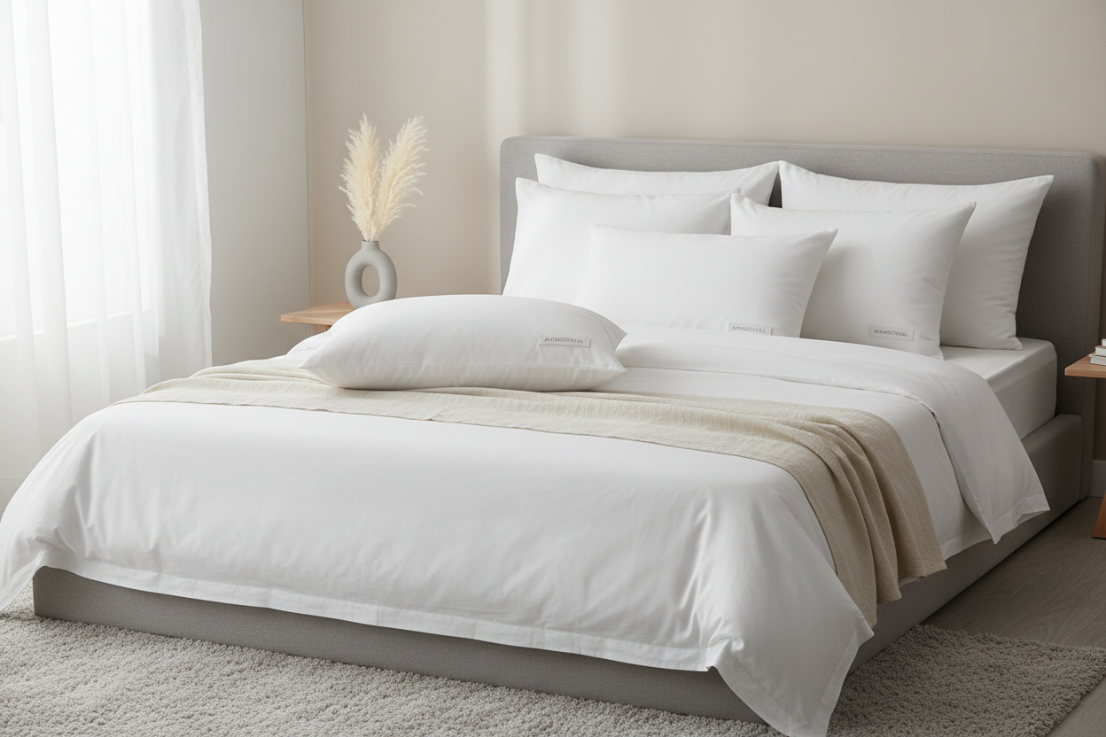 STEP3 清潔で整う 洗える枕 抗菌寝具
・メインコピー(見出し):洗える 抗菌で冬の清潔ストレスを減らす
・サブコピー:子どもの汗や汚れが気になる季節でも 迷わず清潔に整う
上記のテーマに合うように、白 生成り ライトグレーで清潔感 余白多めの条件を満たす画像を生成して