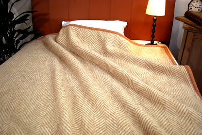 【国産】キャメル混ウール毛布 (毛羽部分)