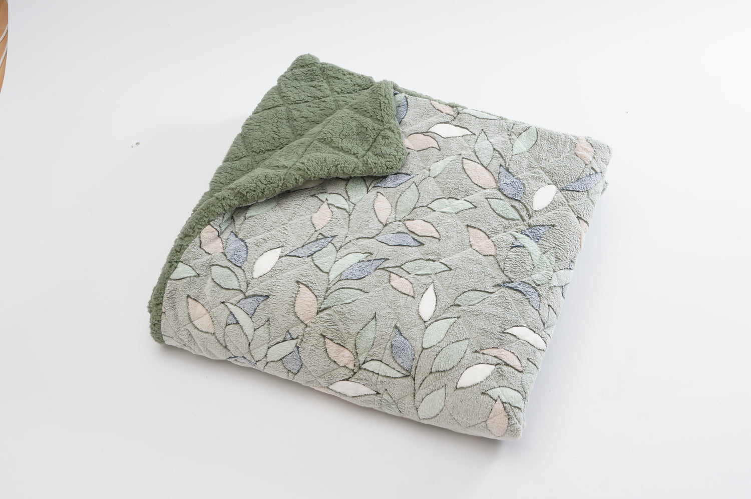 【ねむりの森】毛布にもなる　わた入りあったか掛カバー「リーフ」