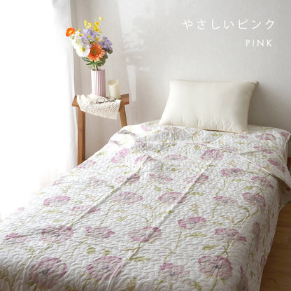 【ねむりの森】脱脂綿使用 コットンキルトケット 「コクリコ」
